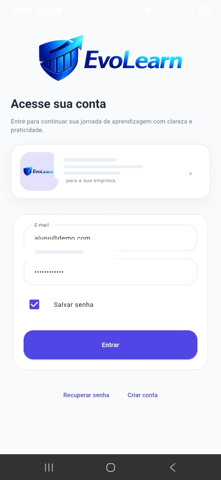 App do Aluno EvoLearn